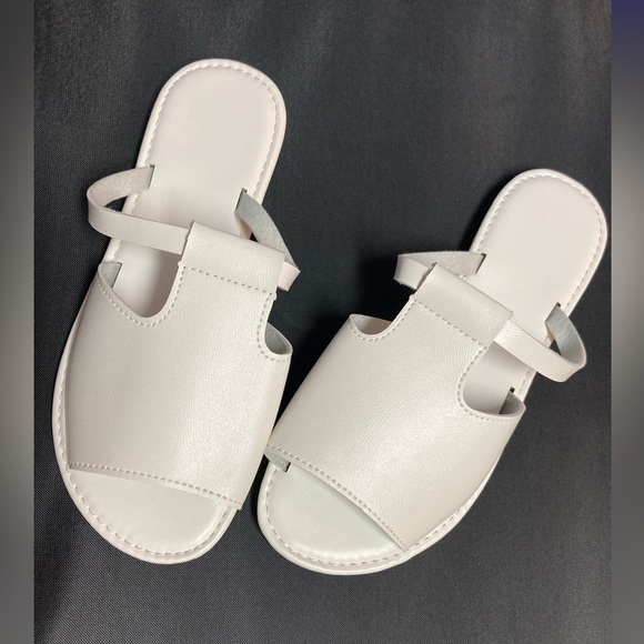 Women's Casual Flat Slippers, Open Round toe white - Picture 3 of 3